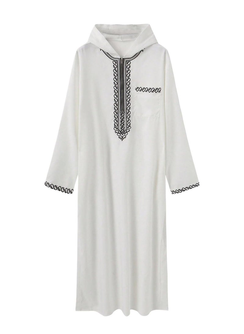 Generic - Men's Muslim Middle Arab Casual Long Sleeve Loose Hood Big and Tall Long Gown Dress Muslim Kaftan Thobe - Image 1