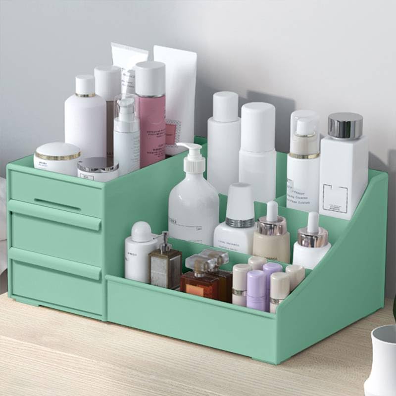 Rylan Cosmetic Organizer Box Drawers Storage Plastic Stationary Box | Make Up Organiser For Women | Kitchen Organizer | Wardrobe Organisers | Jewellery Organisers,Green - Image 3