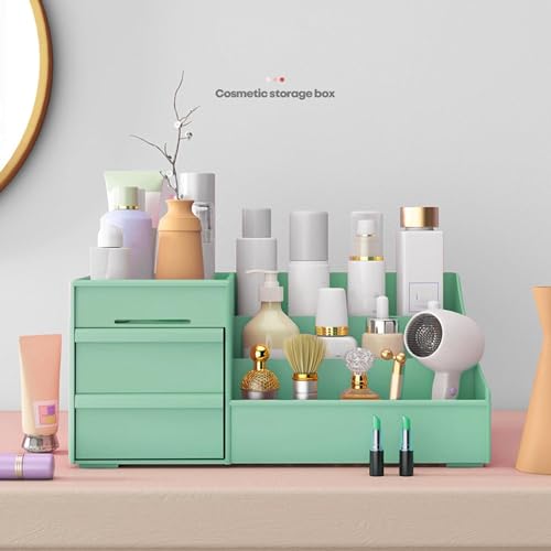 Rylan Cosmetic Organizer Box Drawers Storage Plastic Stationary Box | Make Up Organiser For Women | Kitchen Organizer | Wardrobe Organisers | Jewellery Organisers,Green - Image 4