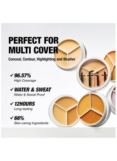 TFIT TFIT Cover Up Pro Concealer Palette - 3-in-1 Full Coverage Color Correcting Cream (Hydrating, 04 Dark, 0.52 Oz)  - Image 2