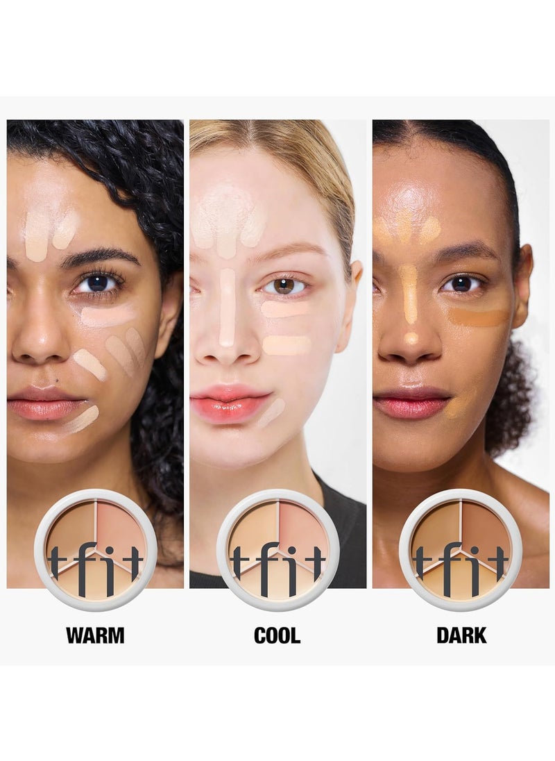 TFIT Cover Up Pro Concealer Palette - 3-in-1 Full Coverage Color Correcting Cream (Hydrating, 04 Dark, 0.52 Oz)