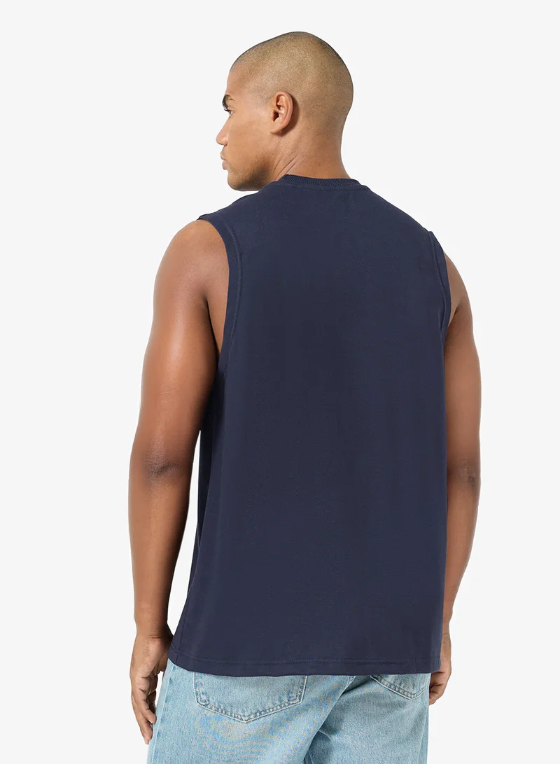 Seventy Five Basics DARK BLUE Oversized Drop Shoulder 220Gsm Vest for Men | Best Price UAE