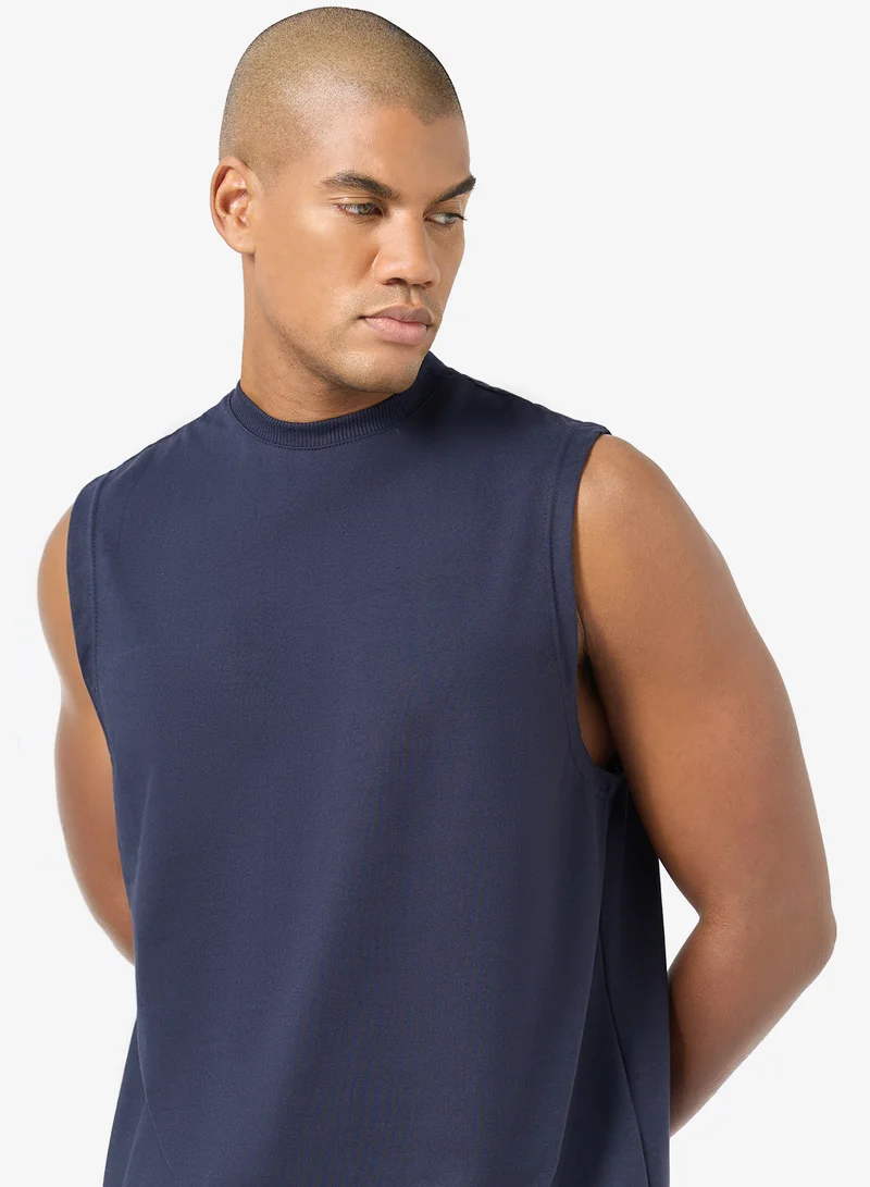Seventy Five Basics DARK BLUE Oversized Drop Shoulder 220Gsm Vest for Men | Best Price UAE