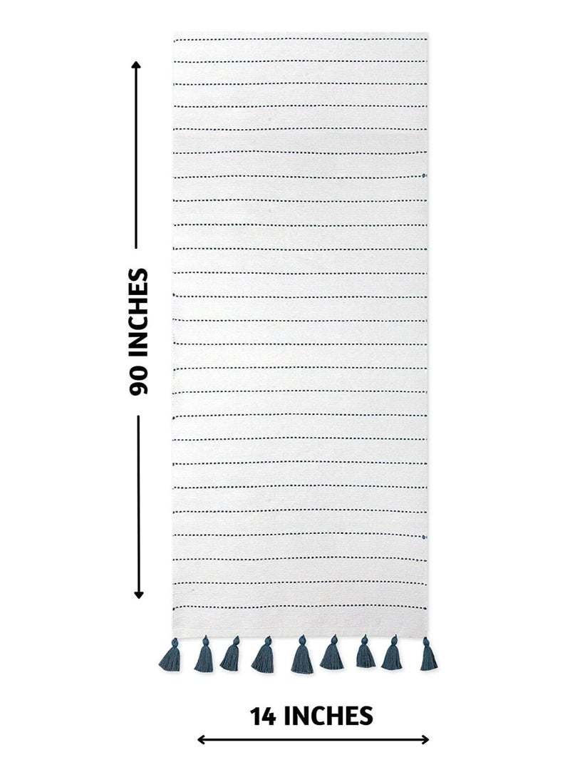 Folkulture Table Runner with Tassels for Home Dining Room Table, Farmhouse Style Décor for Kitchen, 100% Cotton, 90 Inches Long Boho Table Runners for Brunch Decorations, Charcoal Gray - Image 4