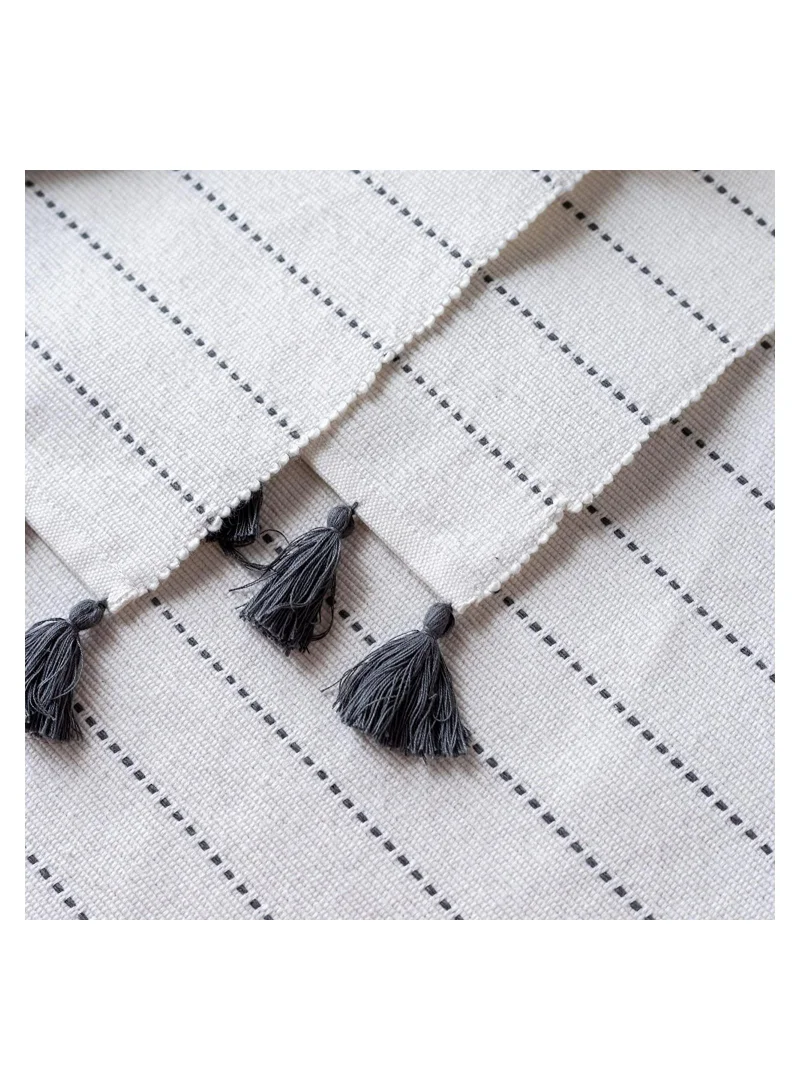 Folkulture Folkulture Table Runner with Tassels for Home Dining Room Table, Farmhouse Style Décor for Kitchen, 100% Cotton, 90 Inches Long Boho Table Runners for Brunch Decorations, Charcoal Gray