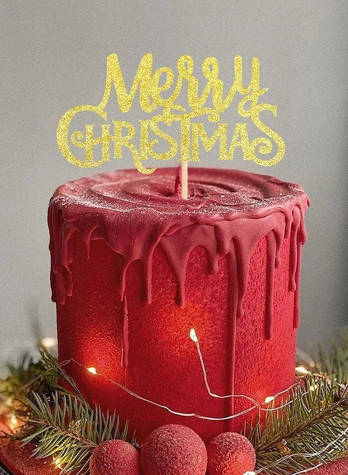 عبوة واحدة من زينة كعكة عيد الميلاد المجيد كريسماس الذهبية اللامعة لعيد الميلاد المجيد، زينة كعكة عيد الميلاد المجيد، لوازم تزيين كعكة عيد الميلاد المجيد  - Image 3