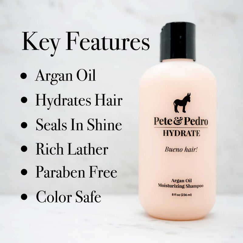Pete & Pedro HYDRATE - Hydrating Argan Oil Shampoo For Men & Women | Moisturizing Daily Shampoo Cleanser For Dry, Dull, & Fragile Hair | As Seen on Shark Tank, 8.5 oz. - Image 2