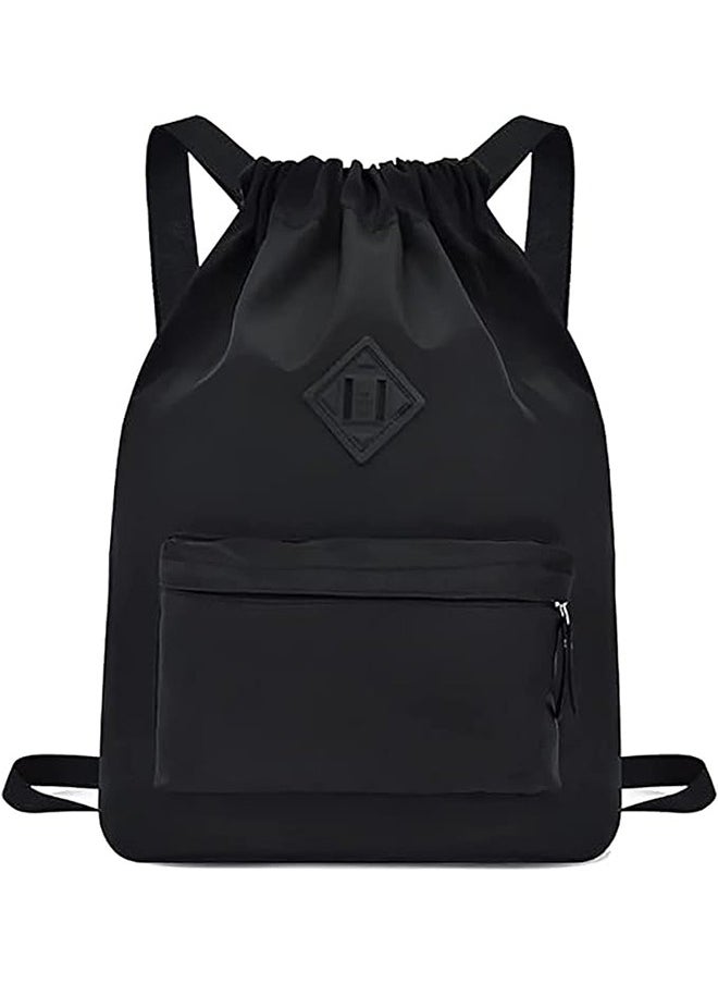 Bukela Large Capacity Drawstring Backpack, Waterproof Drawstring Backpack, Sports Gym Bag Nylon Drawstring Backpack With Zip and Front and Back Pockets for School, Swimming, Travelling, Children, Women, Men  - Image 1