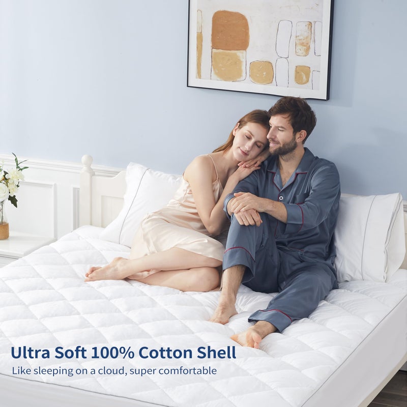 Sunflower Twin Mattress Pad, Hypoallergenic Cotton Mattress Cover College Dorm, 18-22" Extra Deep Pocket Quilted Protector, Breathable&Noiseless - Image 5