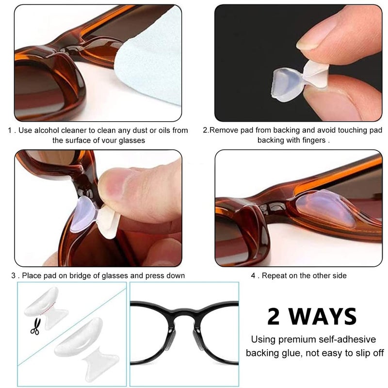 May Create MAYCREATE® 12 زوج من وسادات الأنف للنظارات، وسادات دعم الأنف السيليكونية المضادة للانزلاق، وسادات أنف غرفة الهواء المضادة للانزلاق لإطارات البلاستيك الكاملة، بيضاء - Image 3