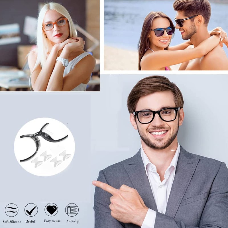 May Create MAYCREATE® 12 زوج من وسادات الأنف للنظارات، وسادات دعم الأنف السيليكونية المضادة للانزلاق، وسادات أنف غرفة الهواء المضادة للانزلاق لإطارات البلاستيك الكاملة، بيضاء - Image 5