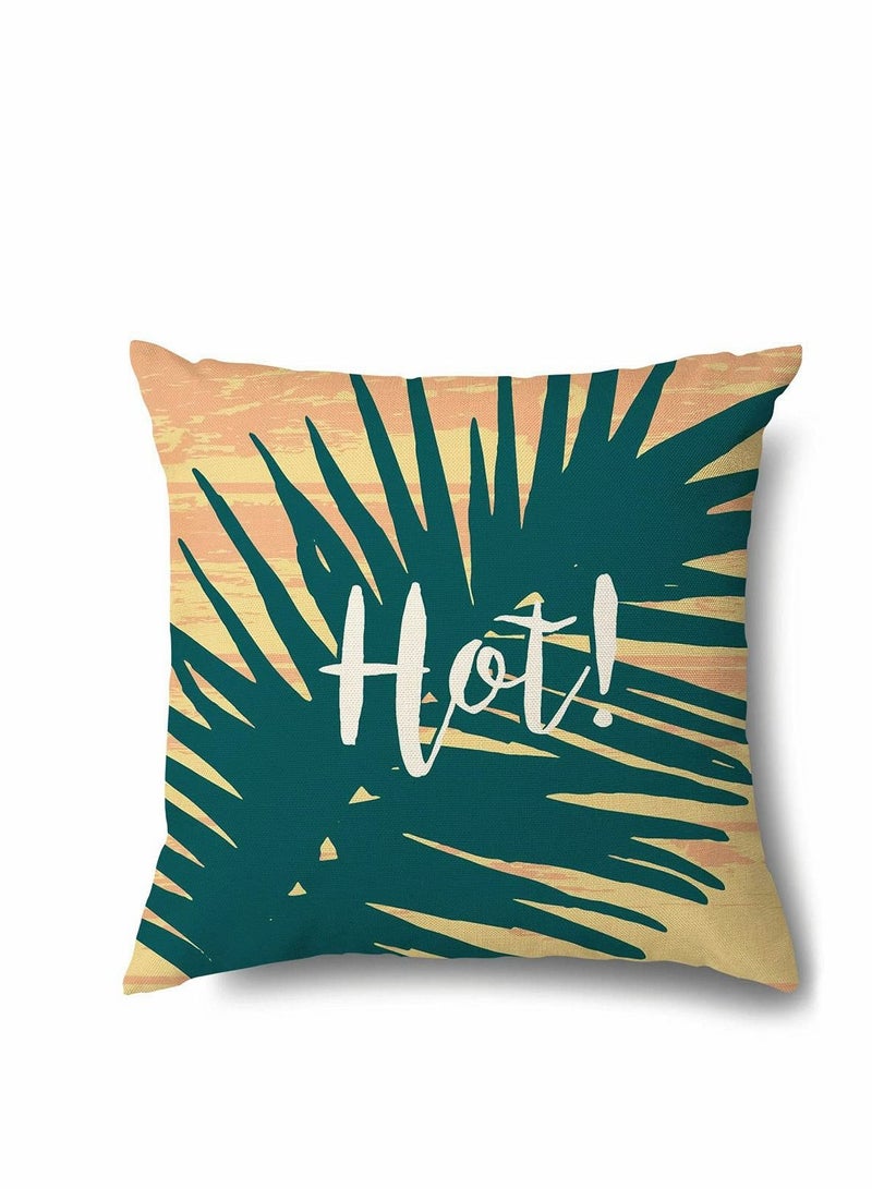 SYOSI Green Cushion Covers Leaf, Outdoor Waterproof Set of 4, Tropical Plant Square Linen Throw Pillow Cover, Suitable for Sofa Garden, Terrace, Home Decorative (18 x 18 inch) - Image 2