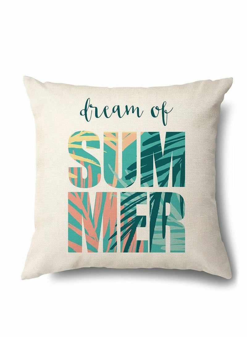 SYOSI Green Cushion Covers Leaf, Outdoor Waterproof Set of 4, Tropical Plant Square Linen Throw Pillow Cover, Suitable for Sofa Garden, Terrace, Home Decorative (18 x 18 inch) - Image 4
