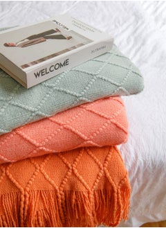 Arabest Knitted Throw Blankets, Cozy Lightweight Decorative Throw, Warm Woven Blanket with Tassels for Couch Sofa, Bed and Living Room, All Seasons for Women, Men and Kids (127x172cm, Mint Green)  - Image 4