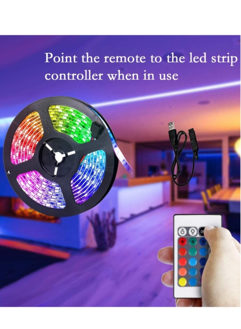 شريط إضاءة LED 2م USB RGB مقاوم للماء للزينة مع جهاز تحكم عن بعد لغرفة النوم والمطبخ والفندق والمنزل وخلفية التلفاز (تغيير الألوان) - Image 3