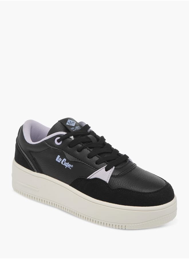 Lee Cooper Women's Logo Print Panelled Lace-Up Sneakers  - Image 2