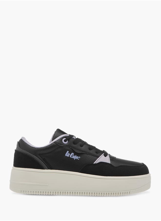 Lee Cooper Women's Logo Print Panelled Lace-Up Sneakers  - Image 3