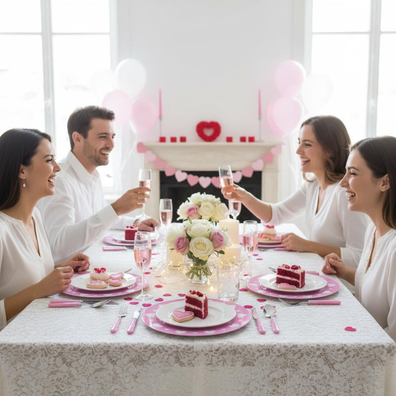 FoldTier 6 Pcs 13 Valentines Heart Charger Plates Pink Heart Plastic Round Charger Bulk for Tabletop Decorations Wedding Party Tableware Formal Setting Centerpiece Galentine's Holiday Catering Event - Image 4