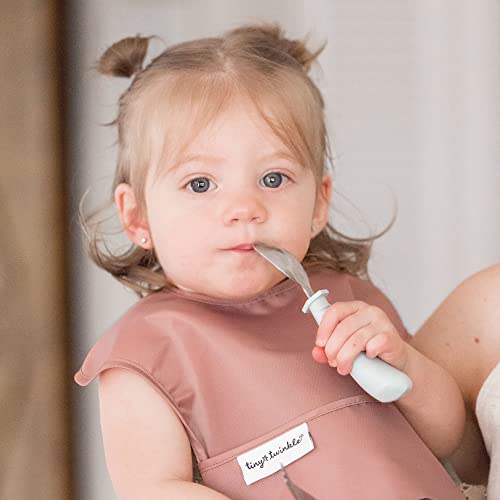 Tiny Twinkle Mess Proof Baby Bibs for Eating – Waterproof, Wipeable Toddler Bibs with Pocket – Baby Food Bibs for Girls & Boys(3 Pack,Taupe, Rose) - Image 3