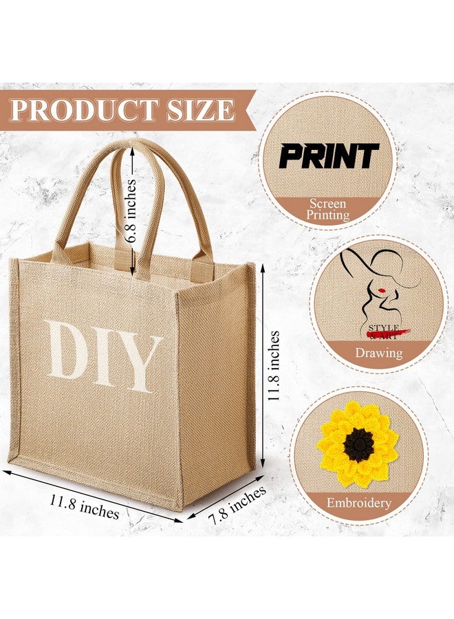 Saintrygo 12 Pcs Burlap Jute Tote Bags with Handle Reusable Blank Bridesmaid Gift Bags for Shopping Wedding DIY, 12x12x7.7In(Jute) - Image 2