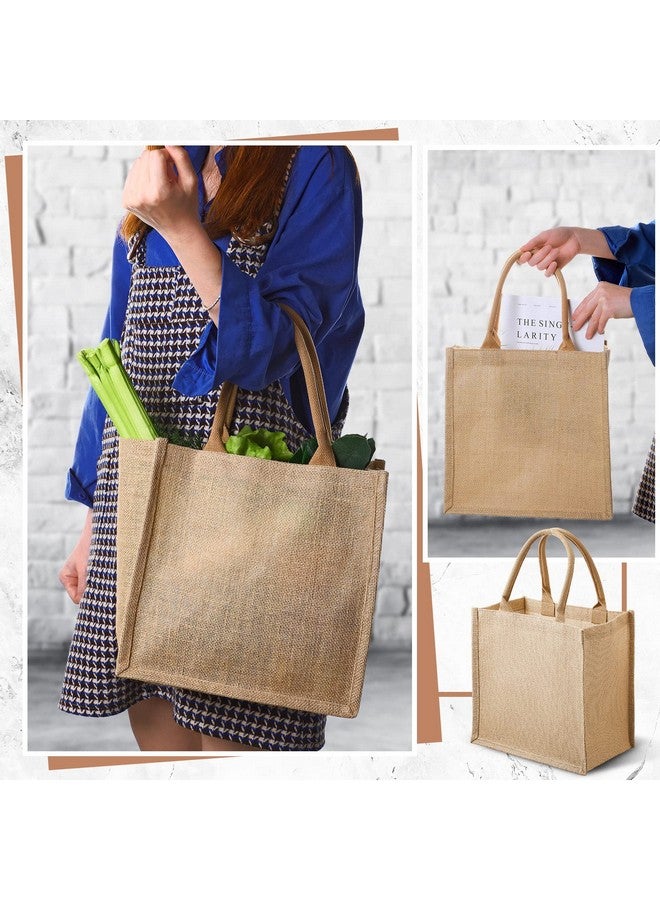 Saintrygo 12 Pcs Burlap Jute Tote Bags with Handle Reusable Blank Bridesmaid Gift Bags for Shopping Wedding DIY, 12x12x7.7In(Jute) - Image 4