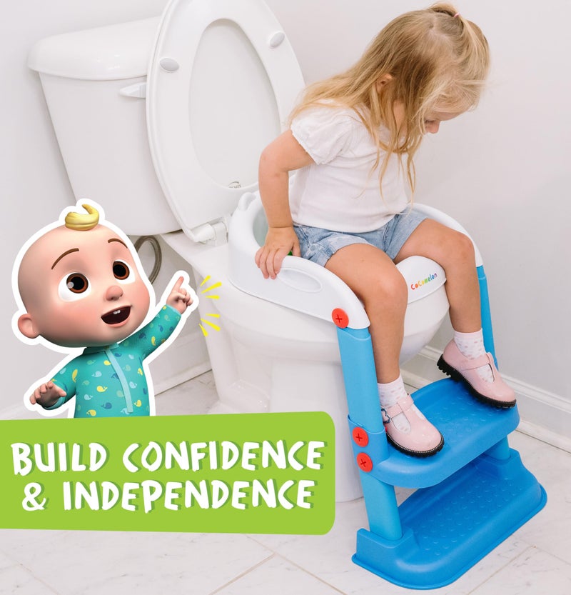 Cocomelon 1st Training Seat Step Up Potty, Upgrade Toddler Toilet Training Seat for Kids Boys Girls, 2 in 1 Potty Training Toilet, Splash Guard Anti-Slip Pad Step Stool - Image 5