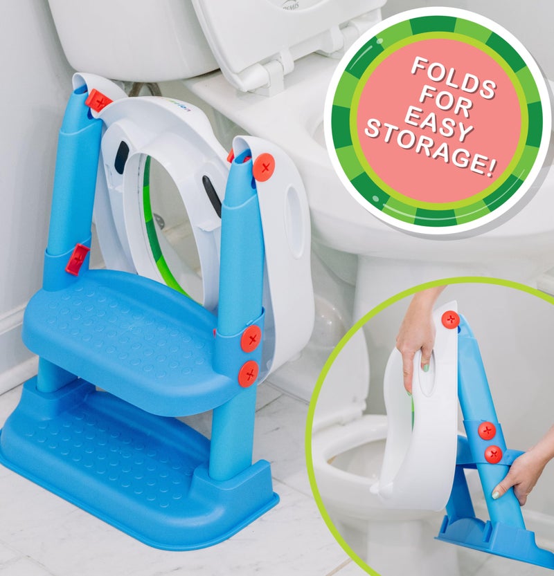Cocomelon 1st Training Seat Step Up Potty, Upgrade Toddler Toilet Training Seat for Kids Boys Girls, 2 in 1 Potty Training Toilet, Splash Guard Anti-Slip Pad Step Stool - Image 4