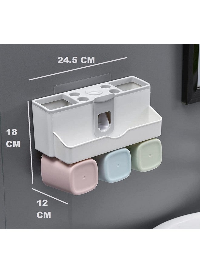 TYZAG Plastic Tooth Brush Holders for Bathroom, Toothbrush Holders, Toothbrush Holders for Bathroom Wall Mounted, Bathroom Racks and Shelves (3 Cups), White - Image 2