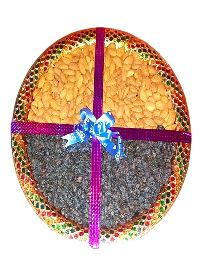 Koogly طبق كوجلي ميناكاري كبير مع لوز مجفف وزبيب أسود، هدية مثالية لعيد ديوالي وحفلات الزفاف - Image 1