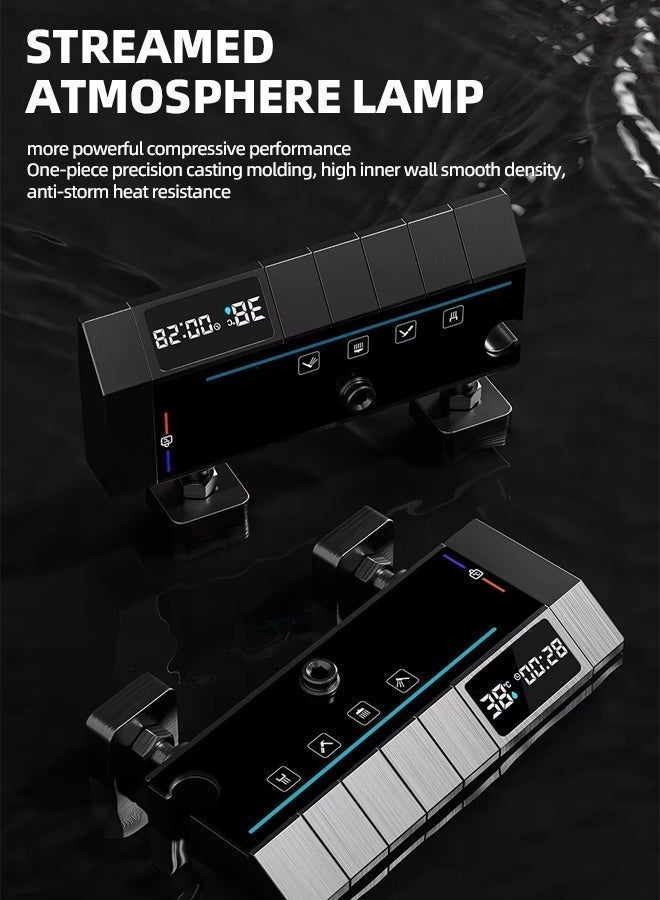 ALongDeng Upgraded Thermostatic Shower System with Digital Display Rainfall Shower Head and Handheld Spray Combo 4-Function Shower Faucet Set with Adjustable Height Gray - Image 5