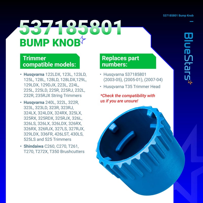 BlueStars T35 537185801 Bump Knob Replacement Part - Compatible with Husqvarna T35 Trimmer Head 2003-05 2005-01 2007-04 - Pack of 4 - Image 4