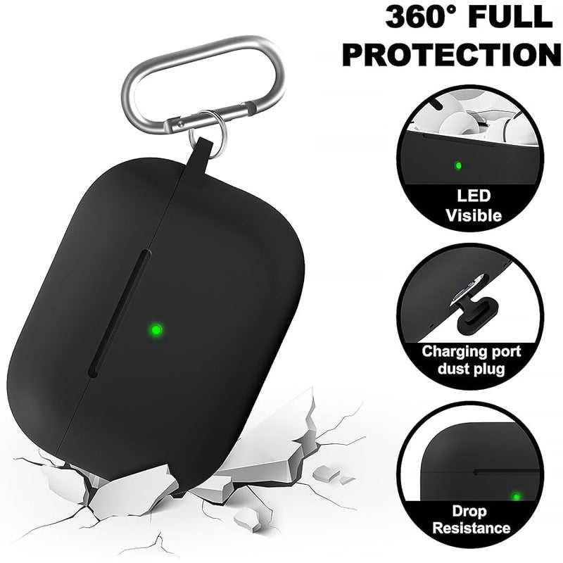 Woyinger for AirPods Pro 3 Case Cover with Cleaner Kit, Soft Silicone Cover for AirPods Pro 3rd Generation Comes with Keychain for Women Men,Suitable for 3rd Generation Case,Black Keychain C - Image 4