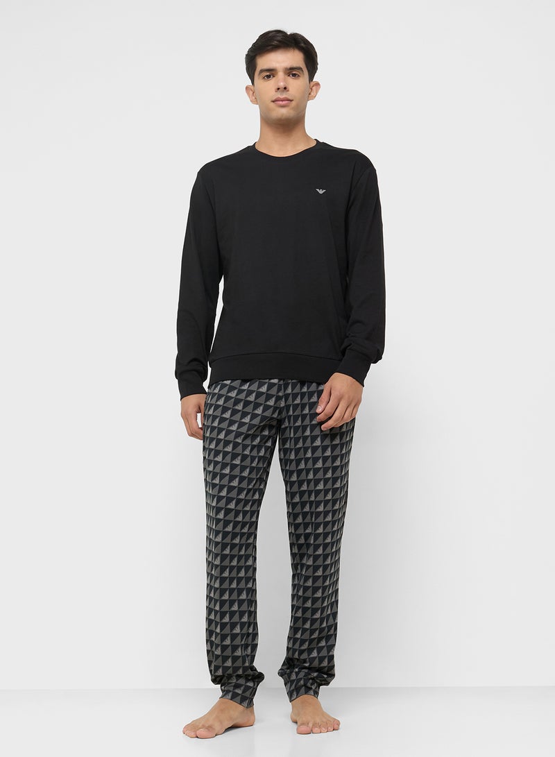 امبوريو ارماني طقم بيجاما وتيشيرت كاجوال بياقة دائرية - Image 1