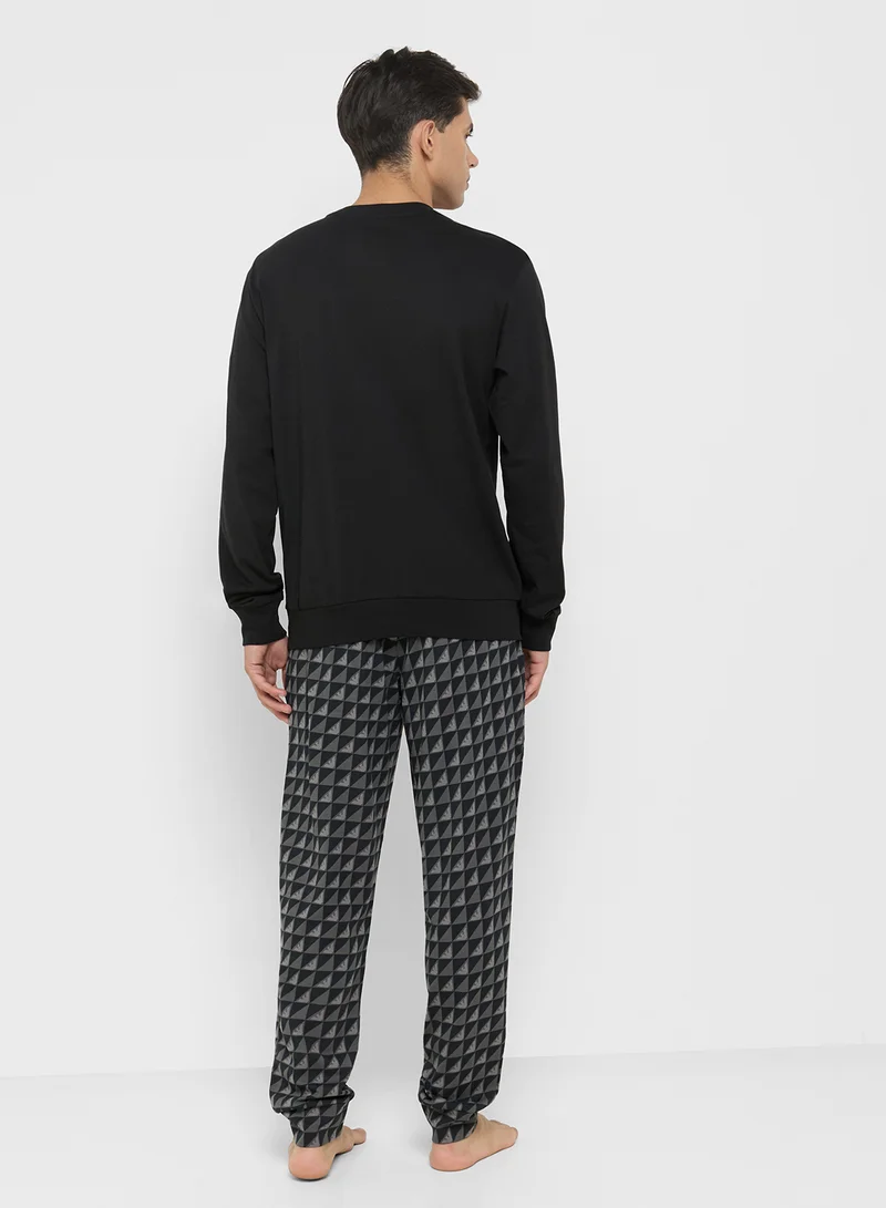 امبوريو ارماني Casual Crew Neck T-Shirt And Payjma Set