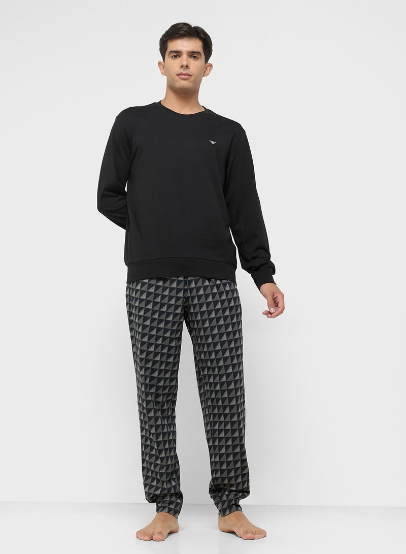 امبوريو ارماني طقم بيجاما وتيشيرت كاجوال بياقة دائرية - Image 5