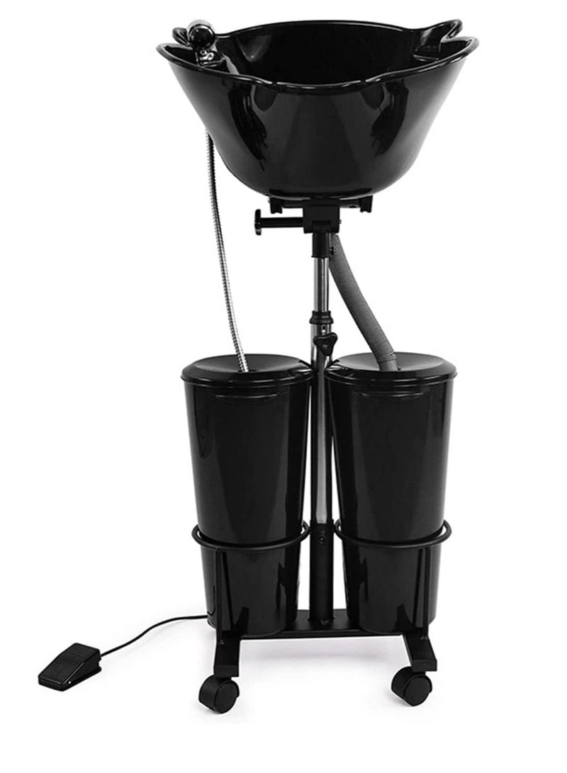 Portable Mobile Salon Basin deep Shampoo Sink with Electric Pump, Foot Pedal &Brake - Image 1