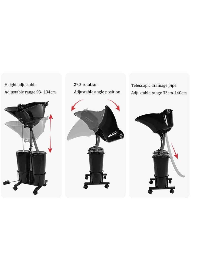 Portable Mobile Salon Basin deep Shampoo Sink with Electric Pump, Foot Pedal &Brake - Image 4