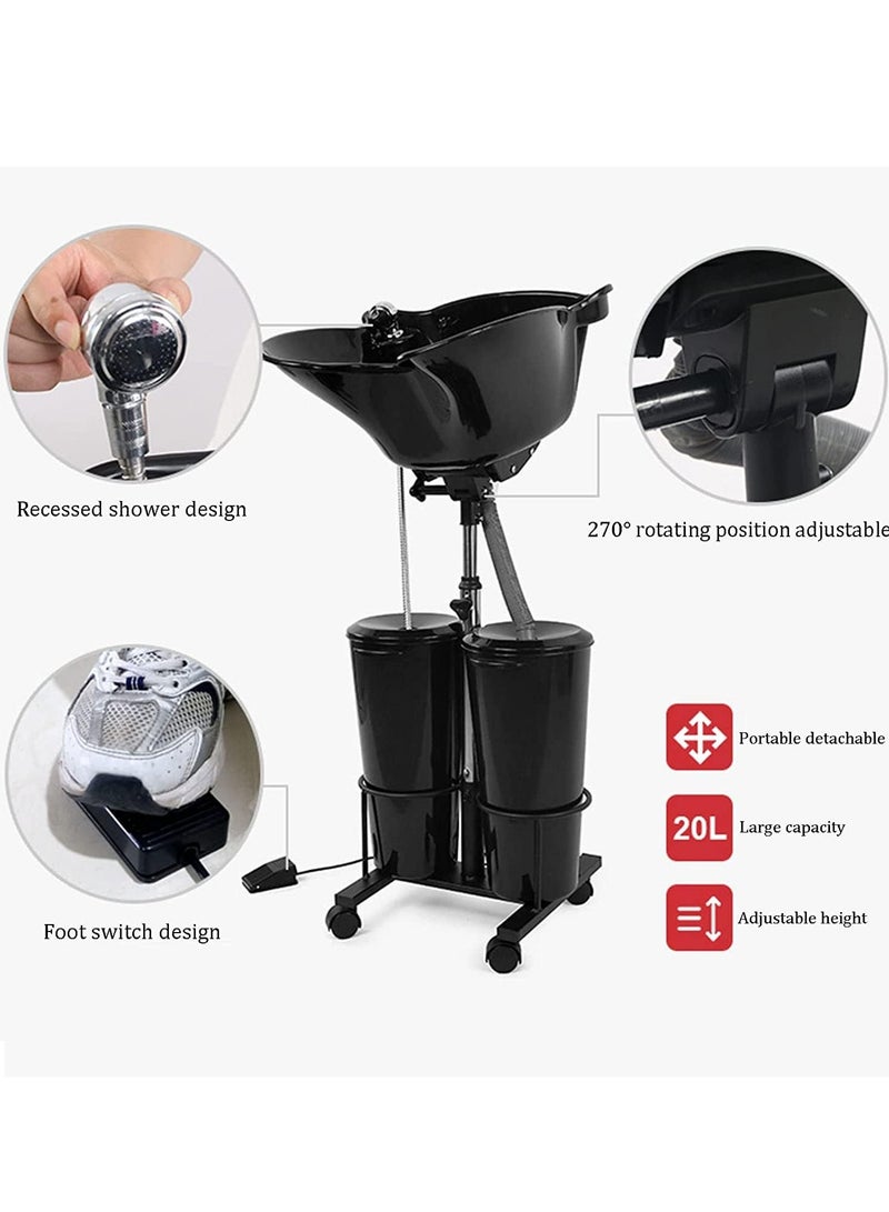 Portable Mobile Salon Basin deep Shampoo Sink with Electric Pump, Foot Pedal &Brake - Image 3