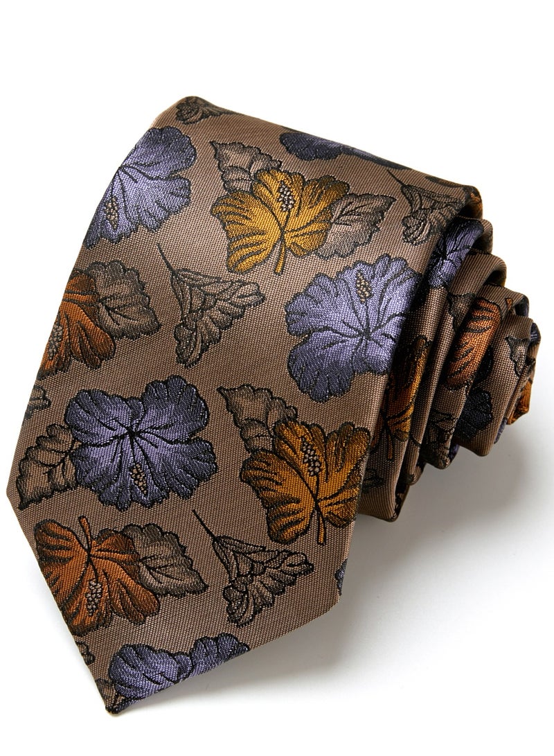 Multicolor Leaf Pattern Necktie