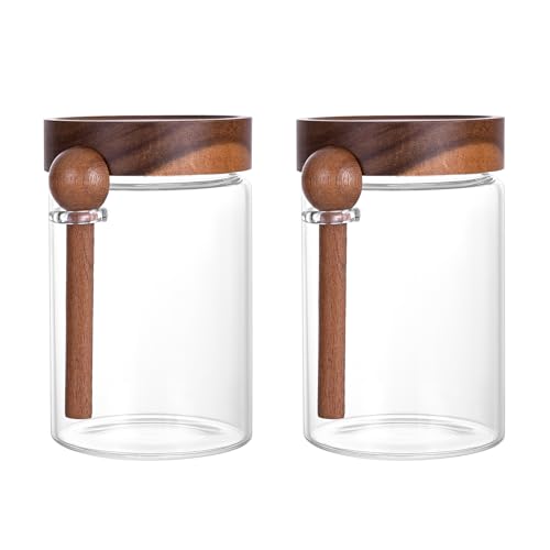 SAIOOL 30 oz (2-Pack) High Borosilicate Glass Food Storage Containers with Spoons, Airtight Screw-Tight Lid for Kitchen Pantry - Dry Food, Coffee,Tea,Snacks, Flour Canisters, High Transparency - Image 5
