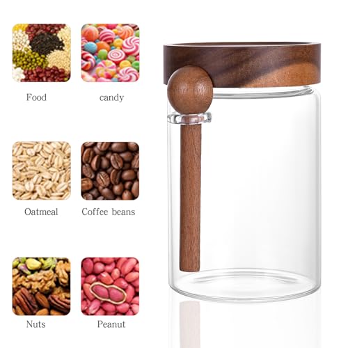 SAIOOL 30 oz (2-Pack) High Borosilicate Glass Food Storage Containers with Spoons, Airtight Screw-Tight Lid for Kitchen Pantry - Dry Food, Coffee,Tea,Snacks, Flour Canisters, High Transparency - Image 3