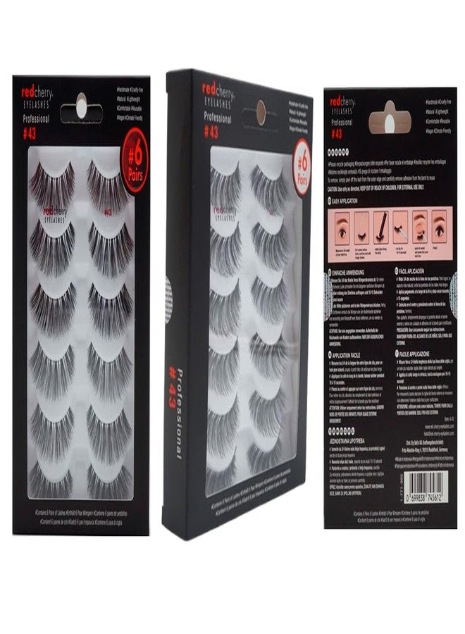 Red Cherry 100% Human Hair False Eye Lashes Fake Eye Lashes #43 Stevl 12 Pack - Image 3