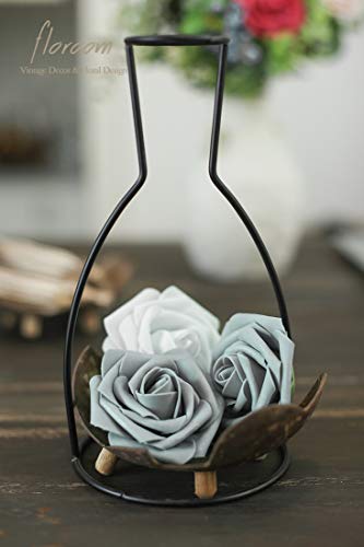 Floroom Artificial Flowers 50pcs Real Looking Silver Grey Foam Fake Roses with Stems for DIY Wedding Bouquets Bridal Shower Centerpieces Floral Arrangements Party Tables Home Decorations - Image 3