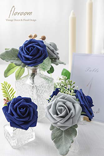 Floroom Artificial Flowers 50pcs Real Looking Silver Grey Foam Fake Roses with Stems for DIY Wedding Bouquets Bridal Shower Centerpieces Floral Arrangements Party Tables Home Decorations - Image 4