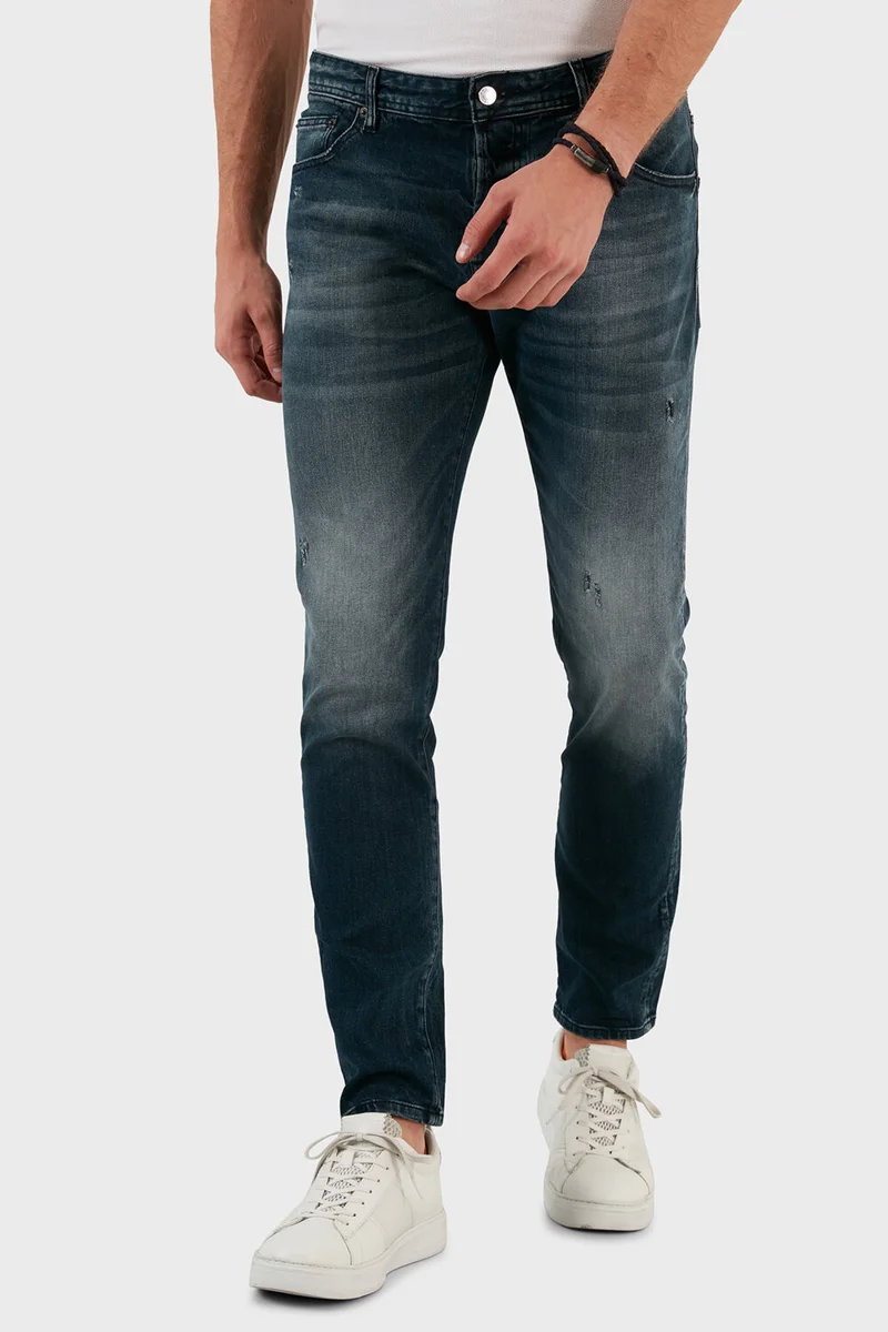 اكسي Cotton Ripped Detailed Normal Waist Slim Fit Jeans Men's Denim Trousers 629DSK004