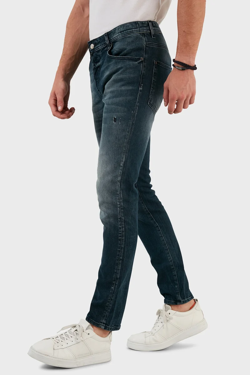 اكسي Cotton Ripped Detailed Normal Waist Slim Fit Jeans Men's Denim Trousers 629DSK004