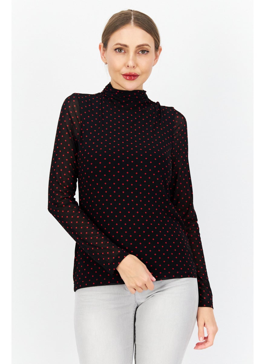 Women High Neck Long Sleeve All Over Print Blouse Top, Black - pzsku/Z2169A8835EB64F0C87F0Z/45/_/1724350995/0052dcf3-3b1b-4ed9-b306-bb2892407adc