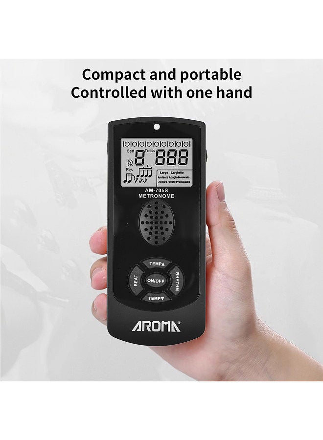 Aroma Electronic Digital Metronome with 2.2-inch LCD Universal Electronic Metronome with Volume Tempo Beat Speed Control Human Voice On/Off Built-in Rechargeable Battery for Guitar Piano Violin Drum  - Image 2