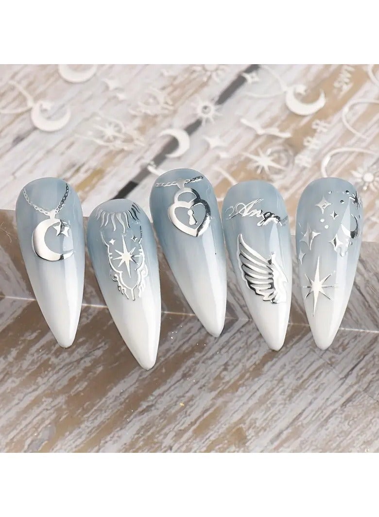 Goolsky 2 Pcs 3D Metal Laser Starburst Nail Stickers - Y2K Nail Art Tips for Manicure and French Nail Art Decoration - Image 2