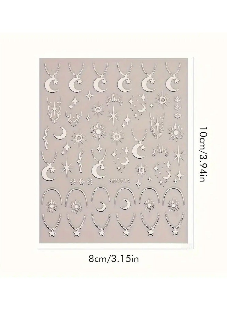 Goolsky 2 Pcs 3D Metal Laser Starburst Nail Stickers - Y2K Nail Art Tips for Manicure and French Nail Art Decoration - Image 3